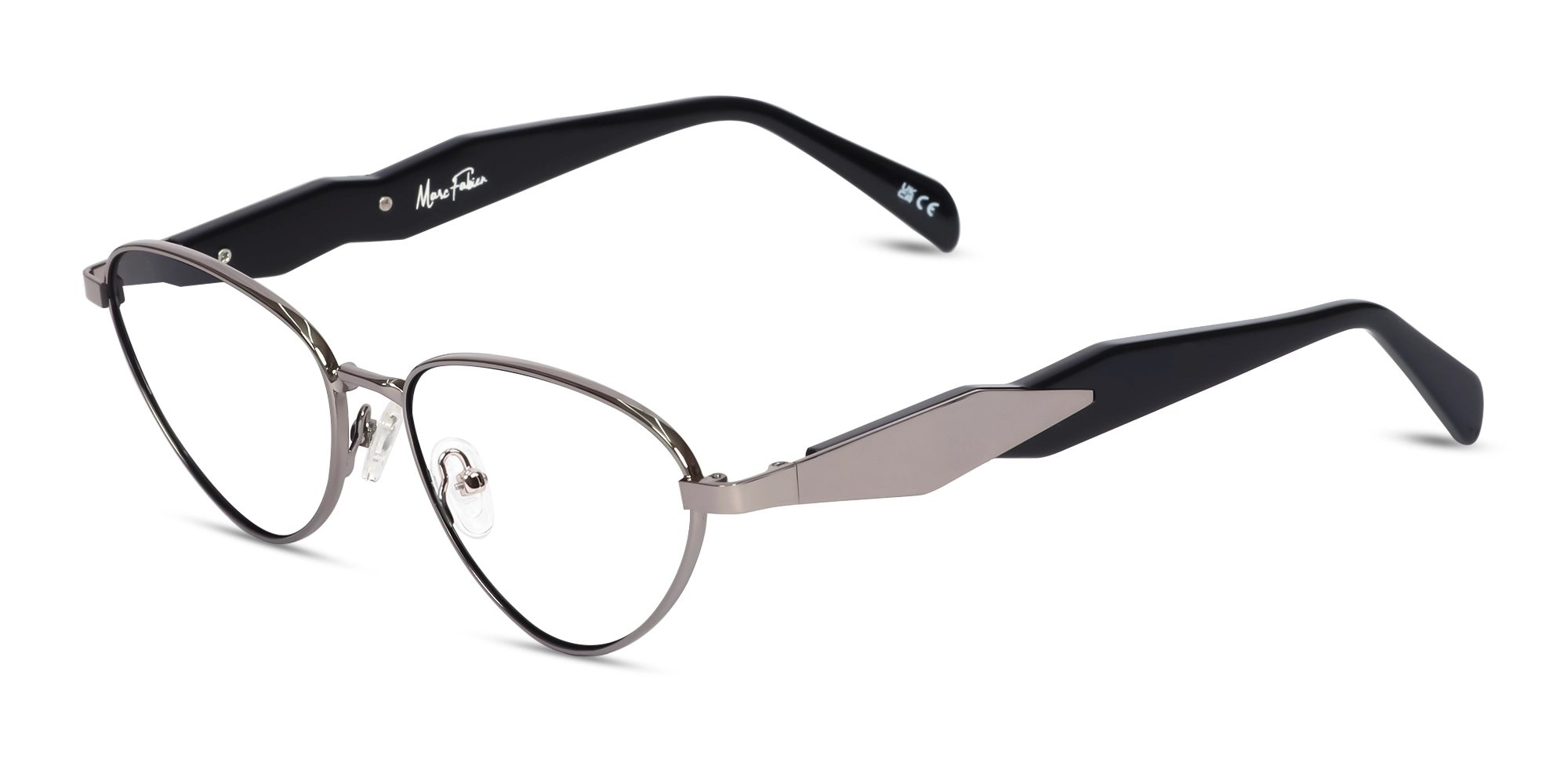  Polished Gunmetal Cat-Eye Full Rim Glasses 1