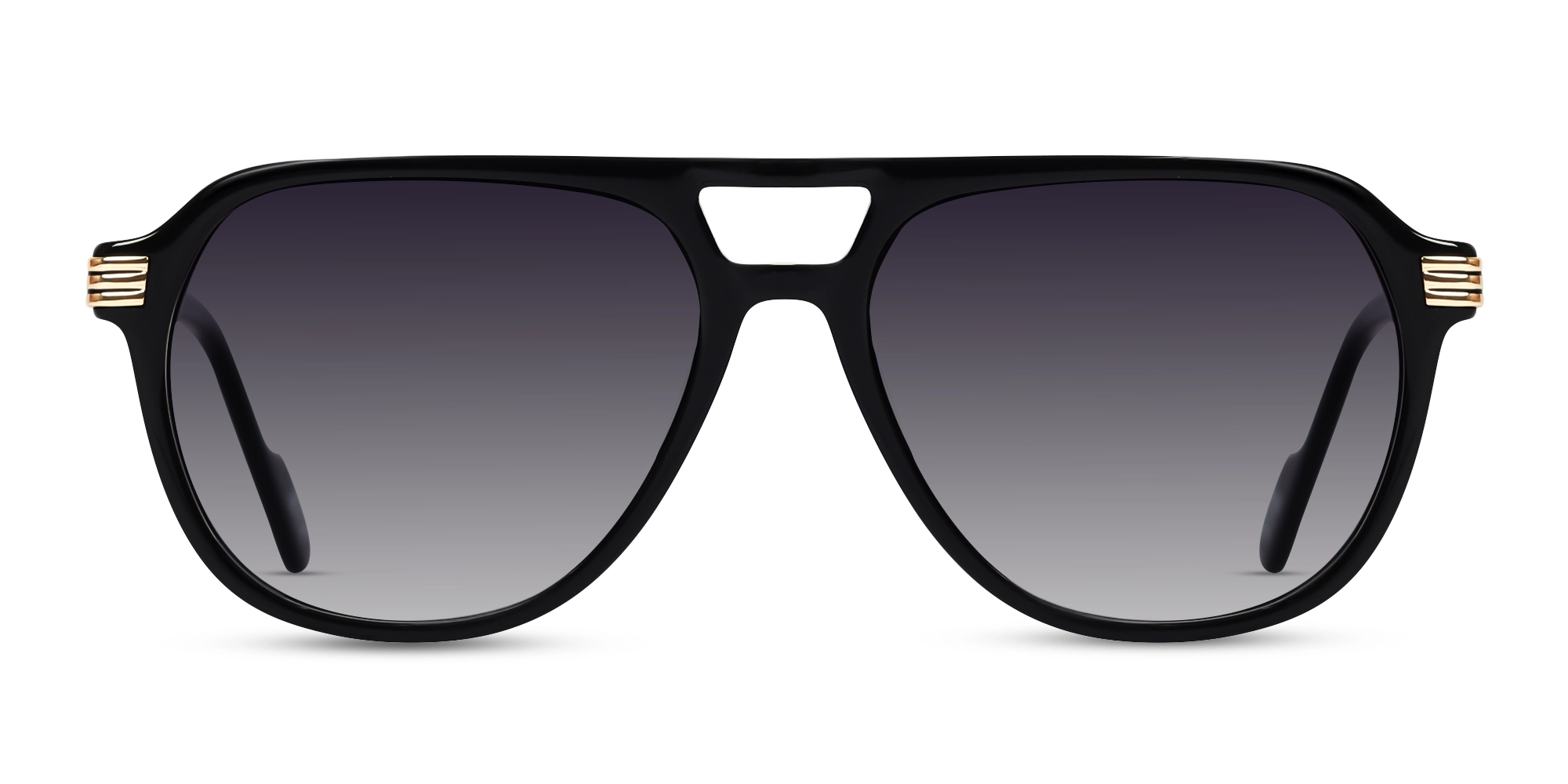 Black Double Bridge Pilot Sunglasses