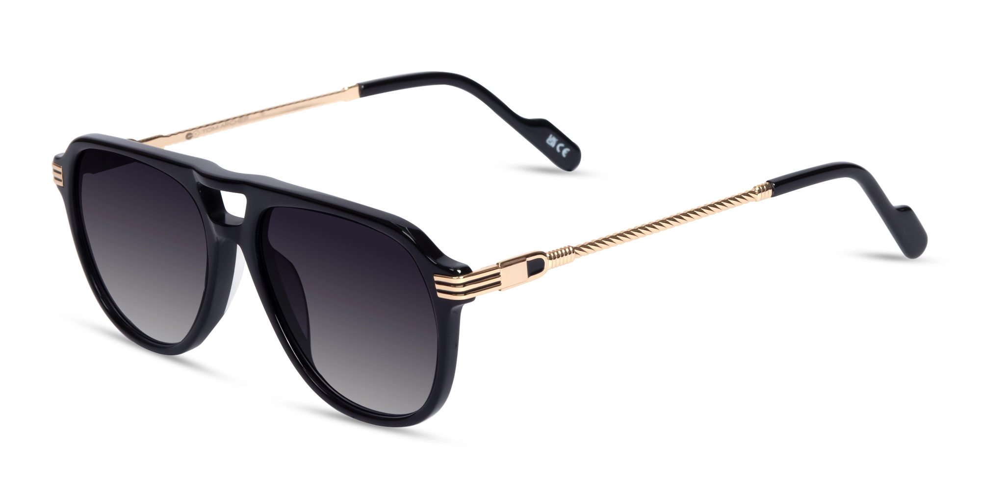 Black Double Bridge Pilot Sunglasses