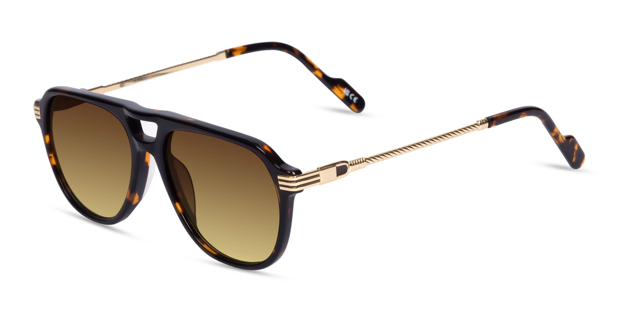 Havana Tortoise Double Bridge Pilot Sunglasses