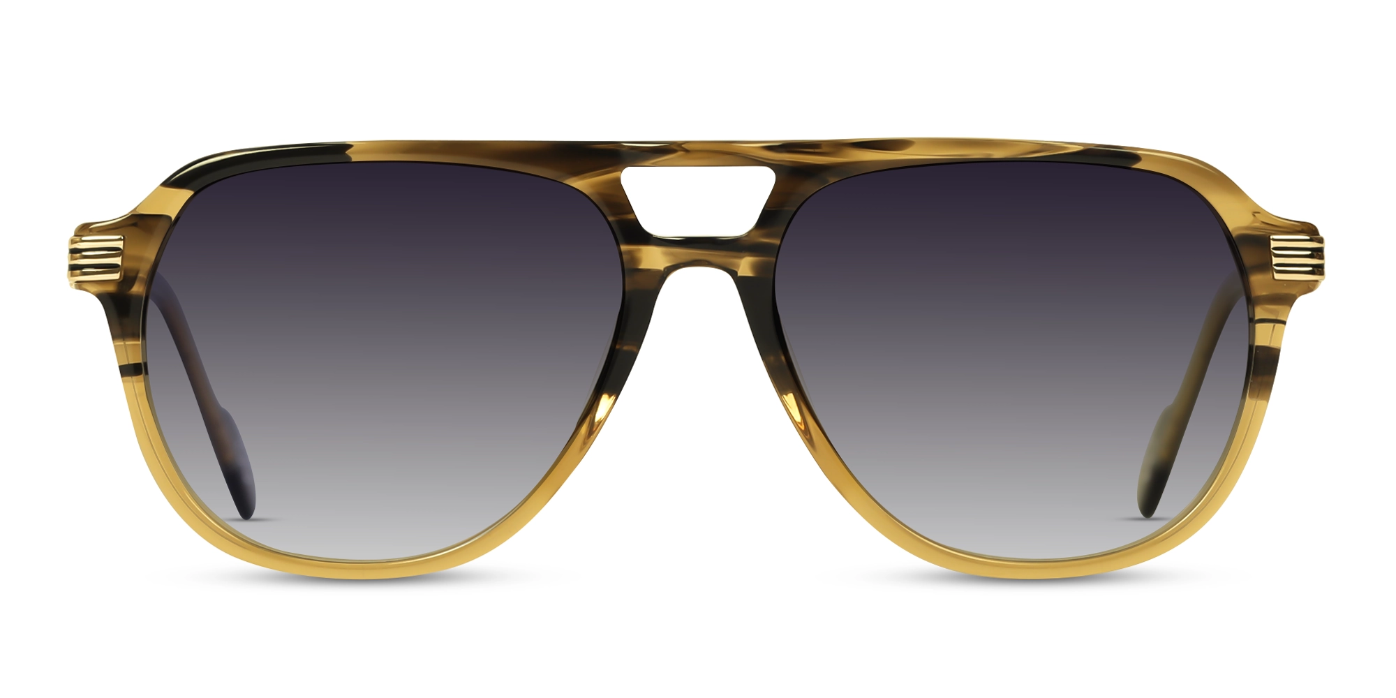 Crystal Gold & Black Marble Pilot Sunglasses