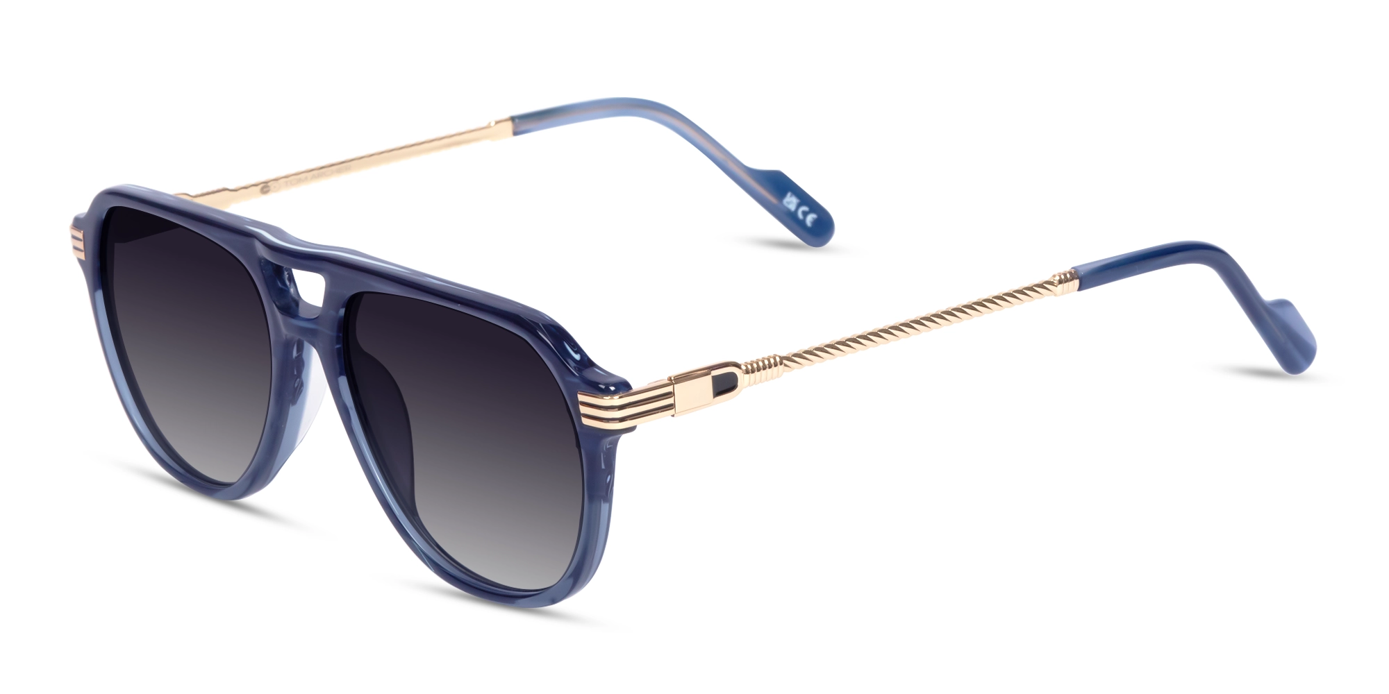 Crystal Blue Ombre Pilot Sunglasses