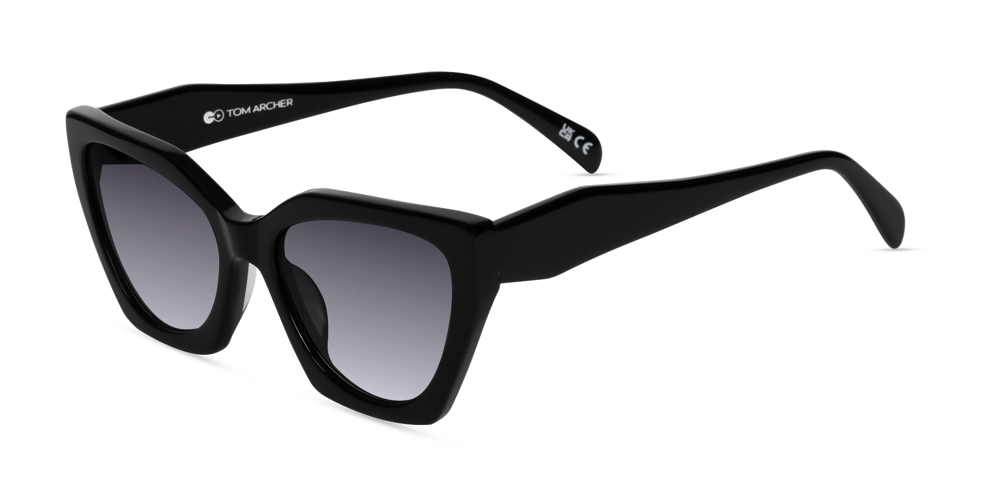 Black Cat-Eye Geometric Sunglasses-1