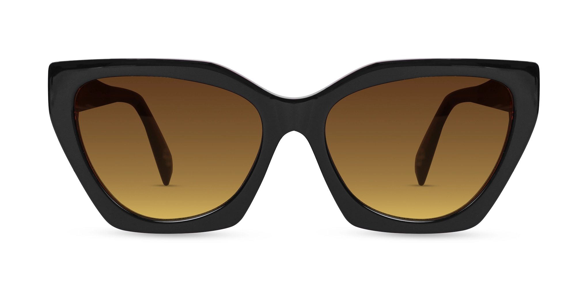 Black & Grey Ombre Cat-Eye Geometric Sunglasses-1