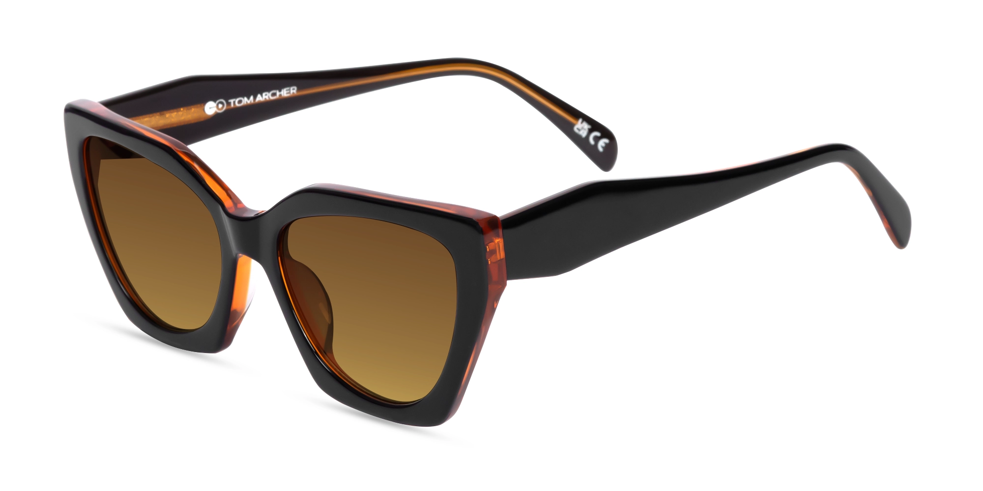 Black & Grey Ombre Cat-Eye Geometric Sunglasses-1