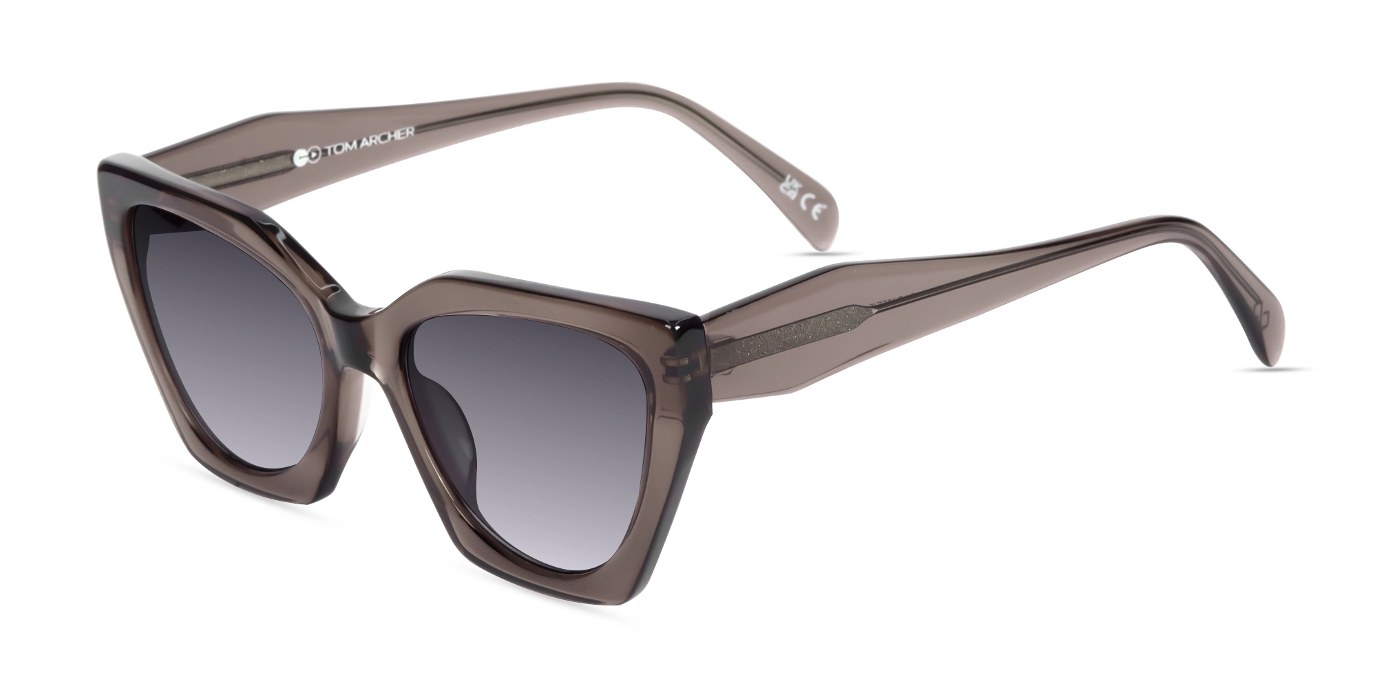Crystal Mauve Grey Cat-Eye Geometric Sunglasses-1