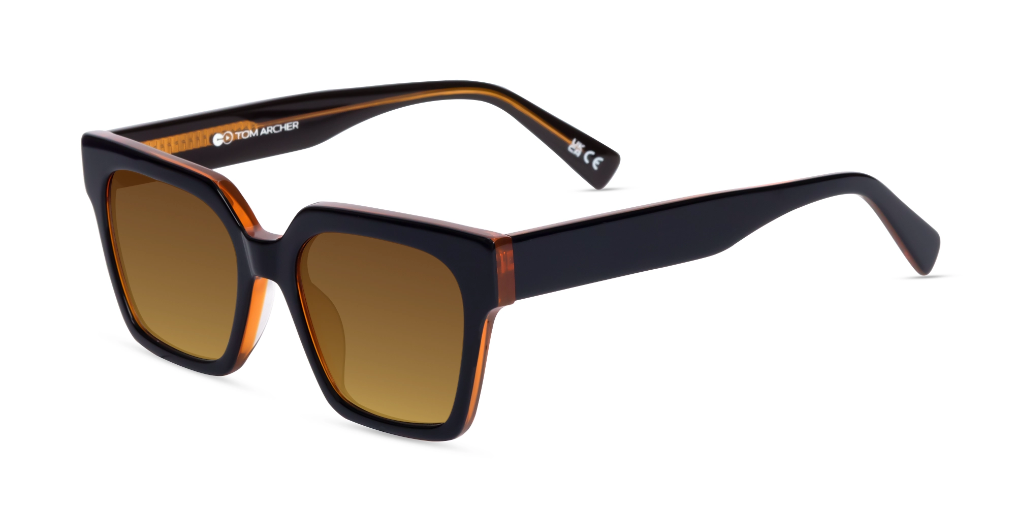 Black & Ochre Square Full Rim Sunglasses-1