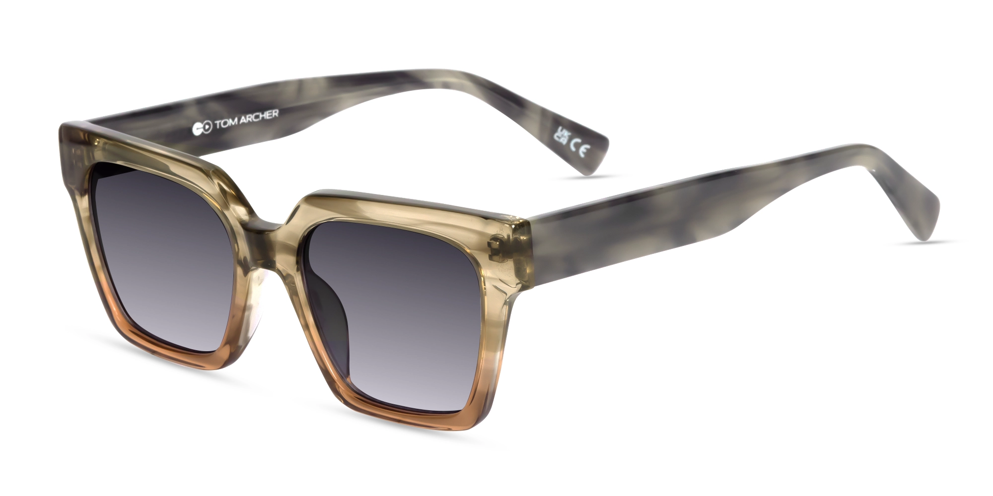 Crystal Nude Ombre Square Sunglasses-1