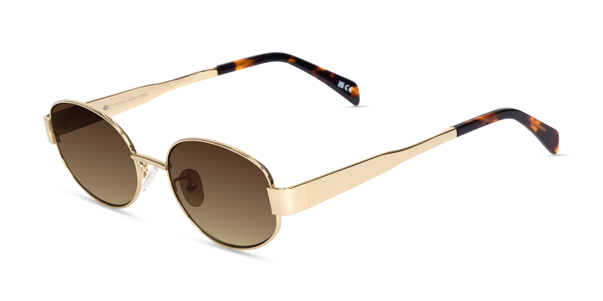 Gold Metal Sunglasses With Nose Pad-1