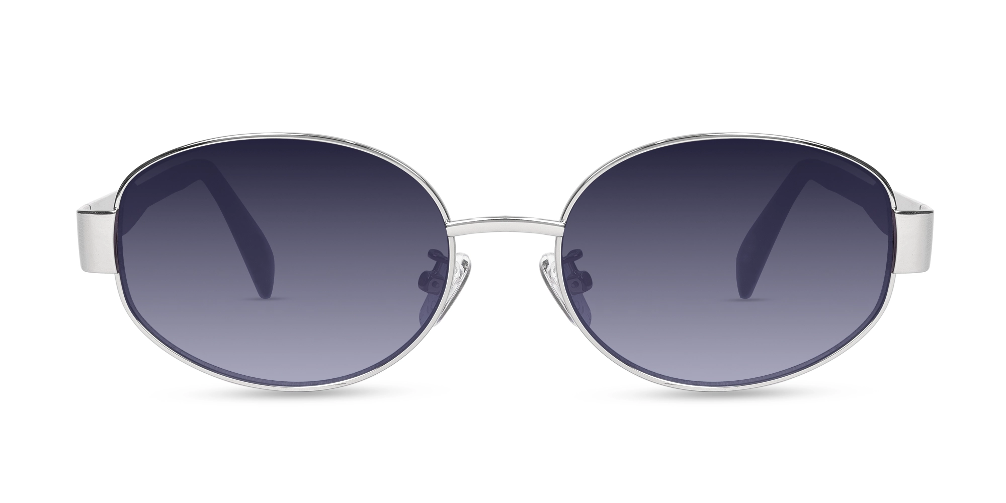 Silver Oval Sunglasses With Nose pad-1