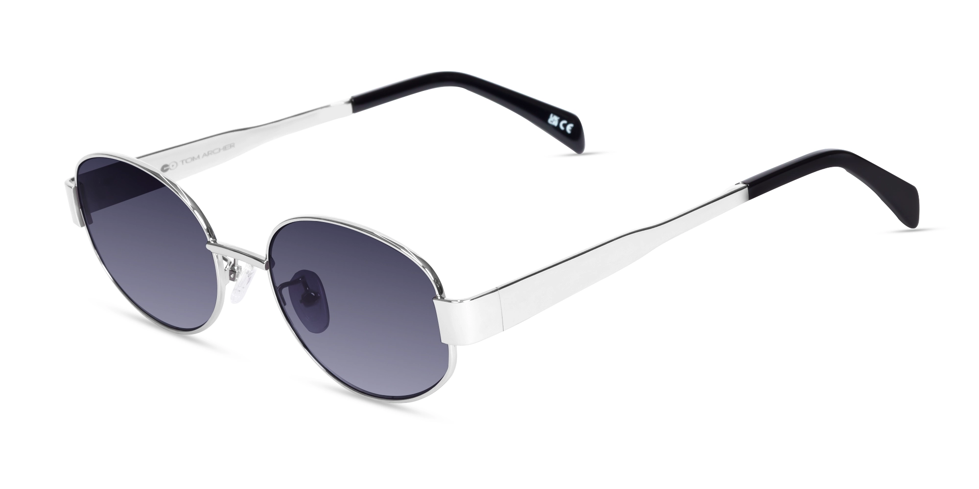 Silver Oval Sunglasses With Nose pad-1