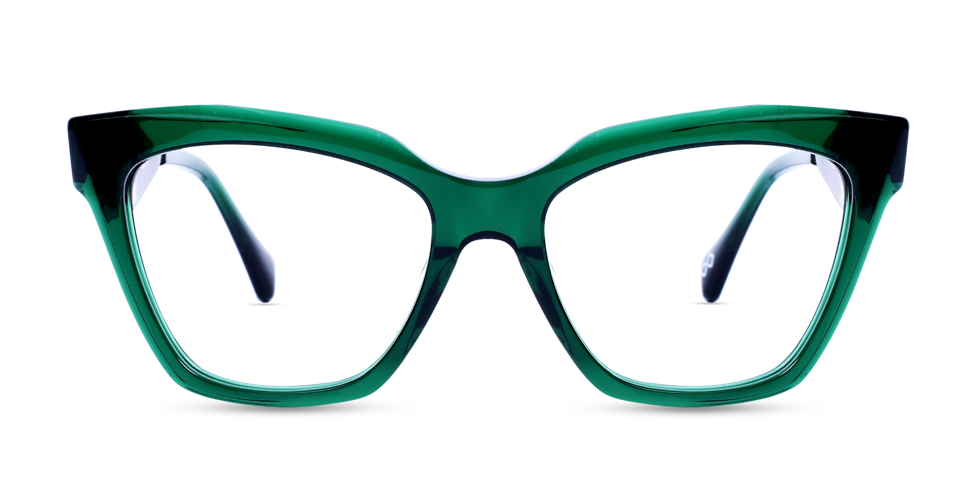 Crystal Emerald Green Square Cateye Glasses