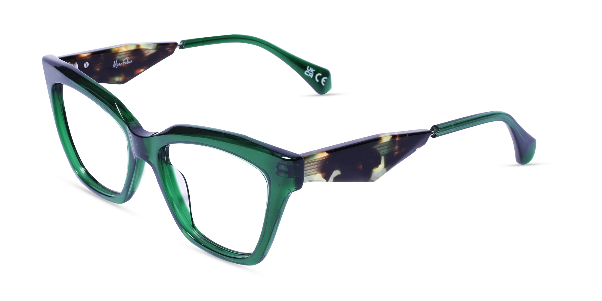 Crystal Emerald Green Square Cateye Glasses