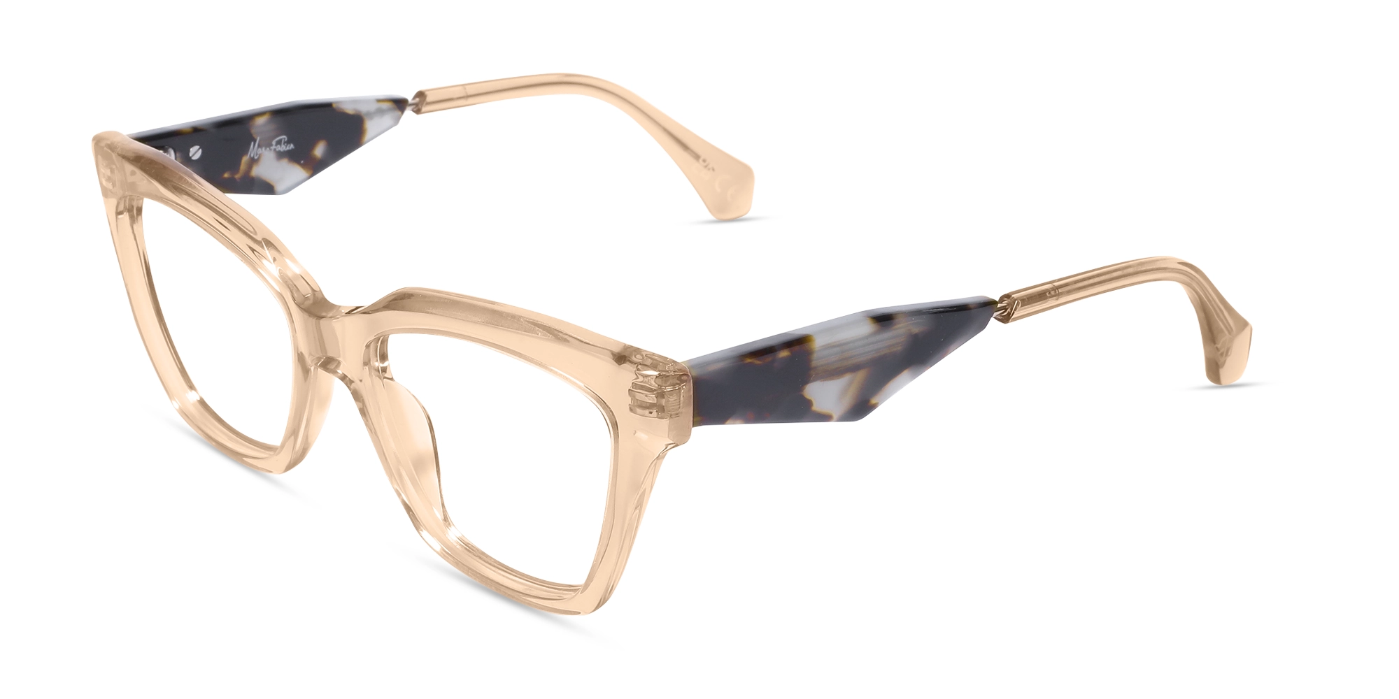 Crystal Peach Beige Square Cateye Glasses