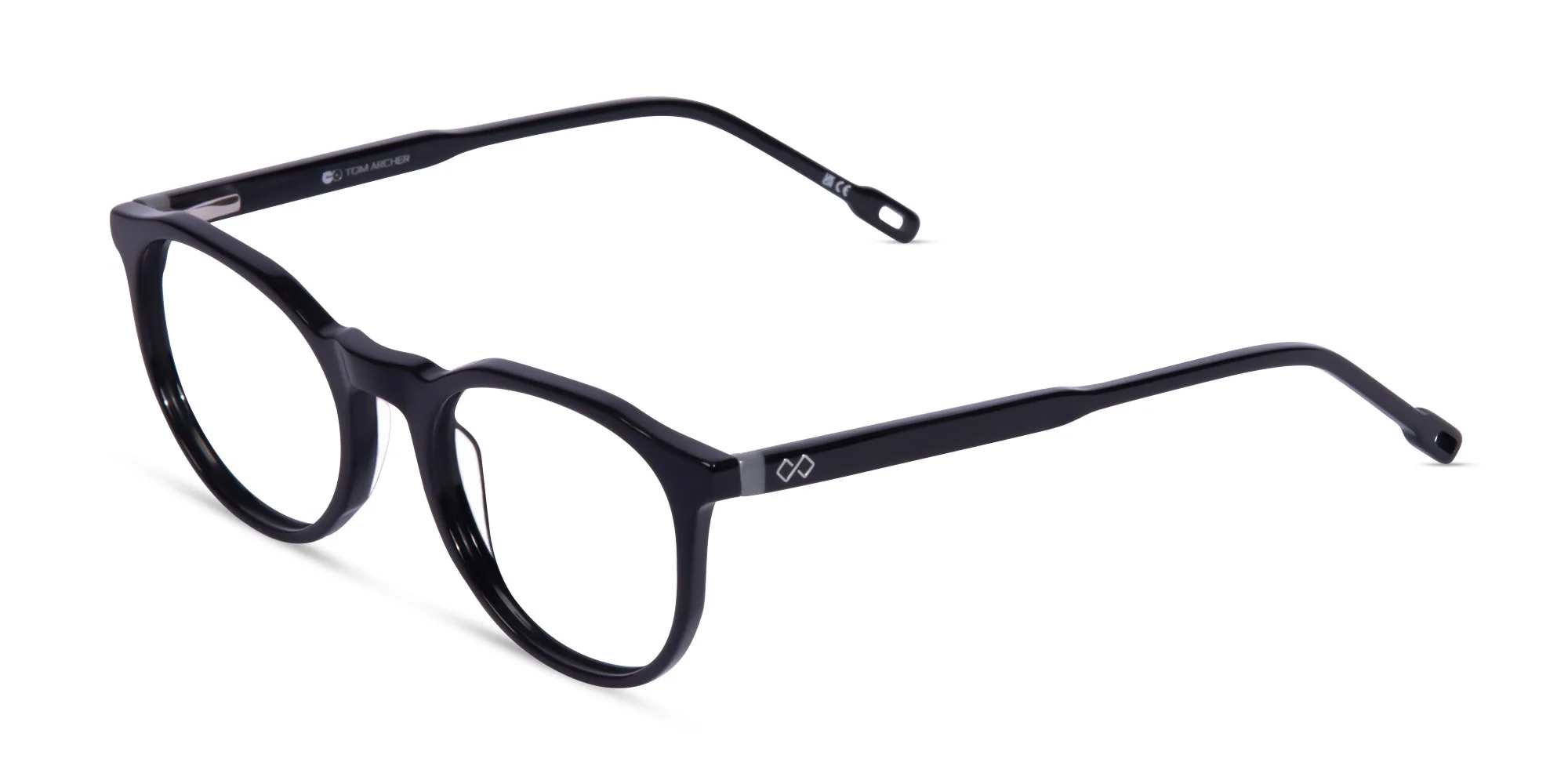 Black Frame Round Acetate Eyeglasses-1