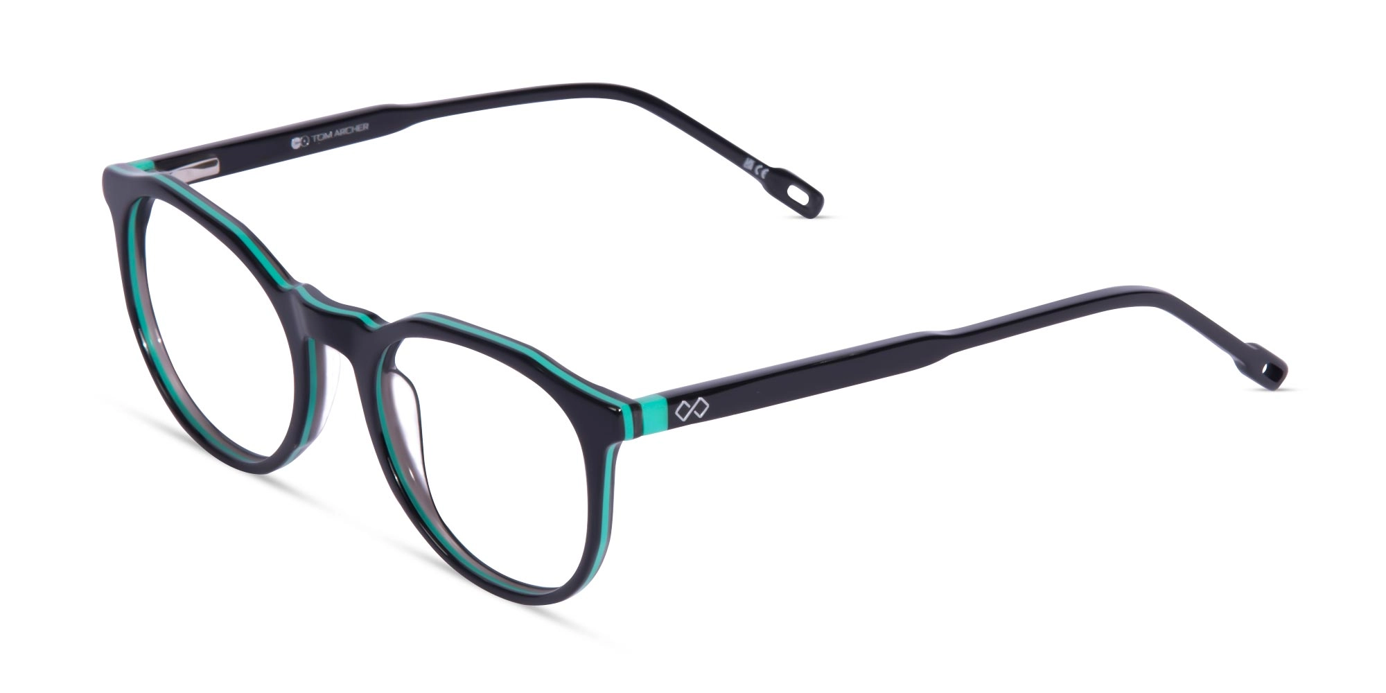 Black Acetate Round Frame Glasses -1