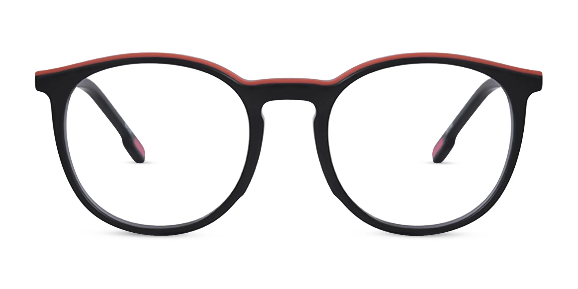Matte Black Round Acetate Frame Glasses -1