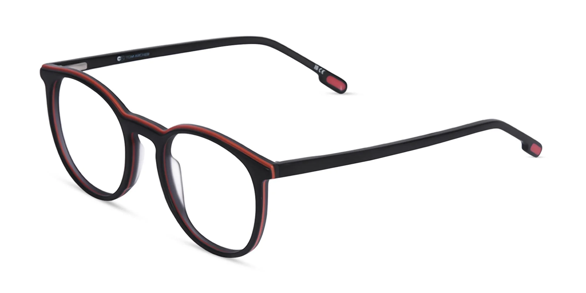 Matte Black Round Acetate Frame Glasses -1