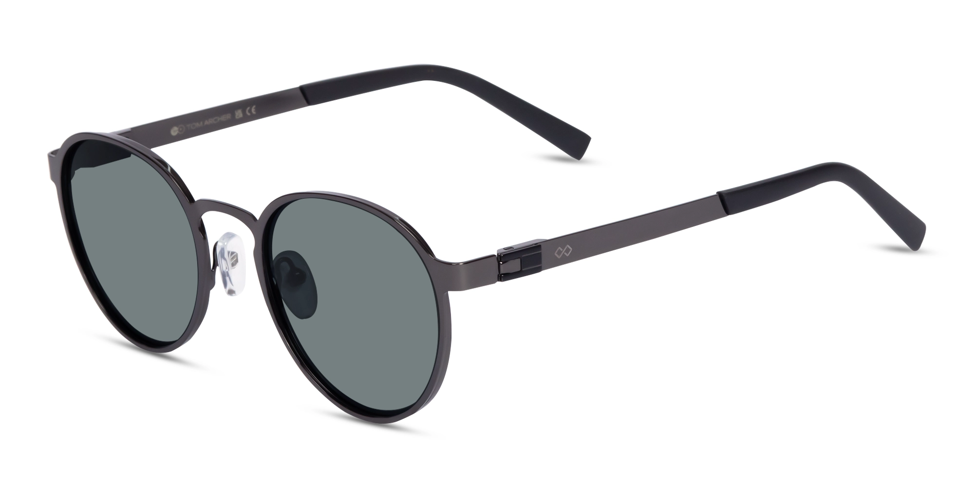 Black Round Metal Full-Rim Sunglasses 1