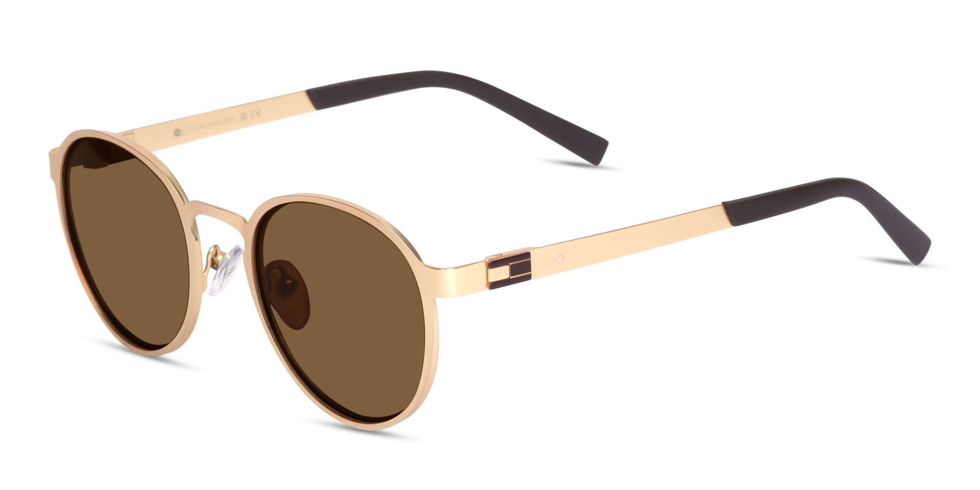 Matte Gold Spring Hinge Round Frame Sunglasses 1