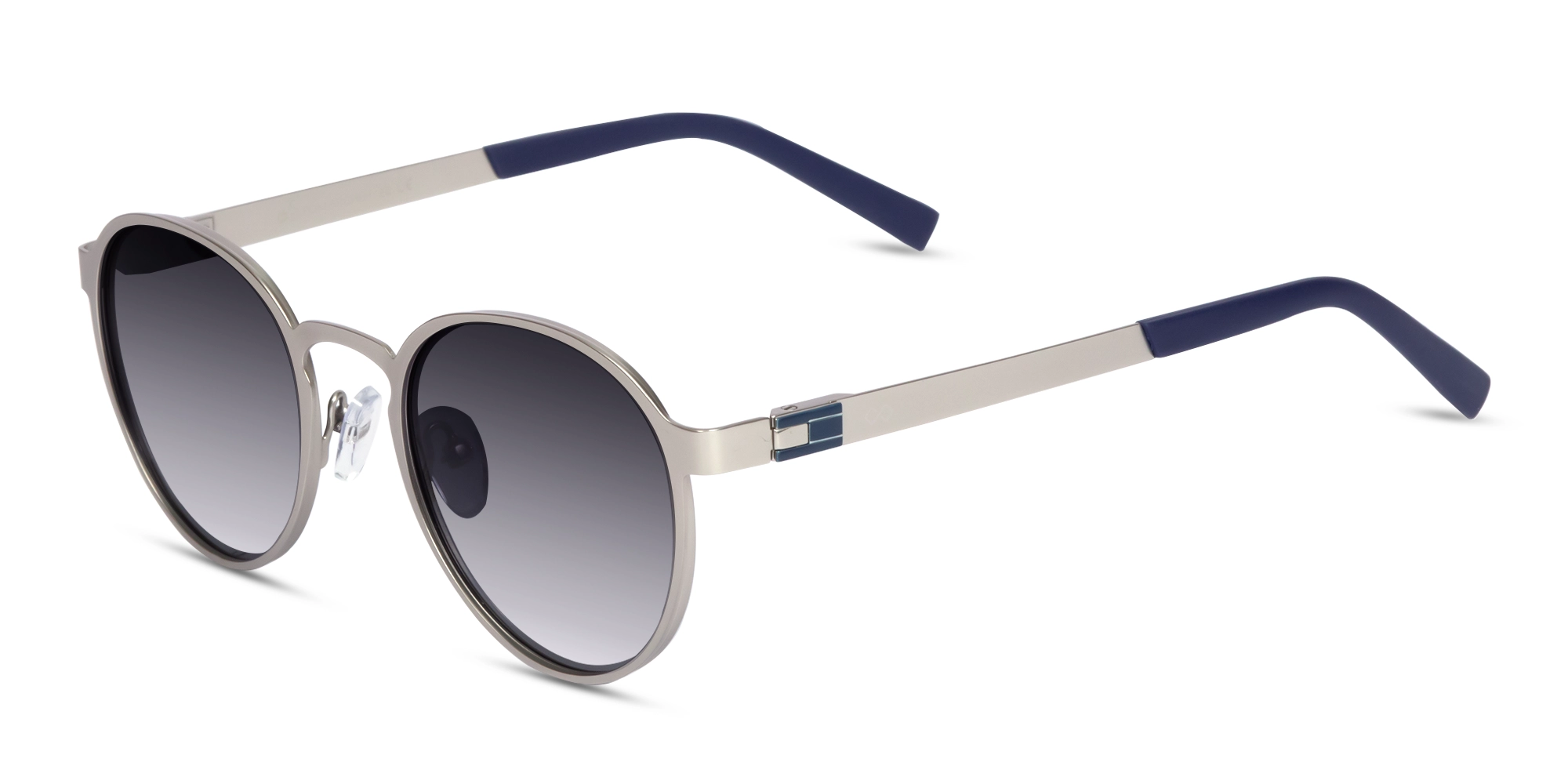 Matte Silver Keyhole Bridge Round Frame Sunglasses 1