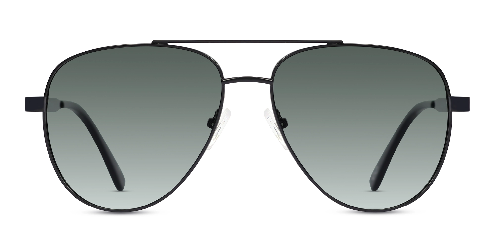 Black Double Bridge Metal Pilot Sunlasses 1
