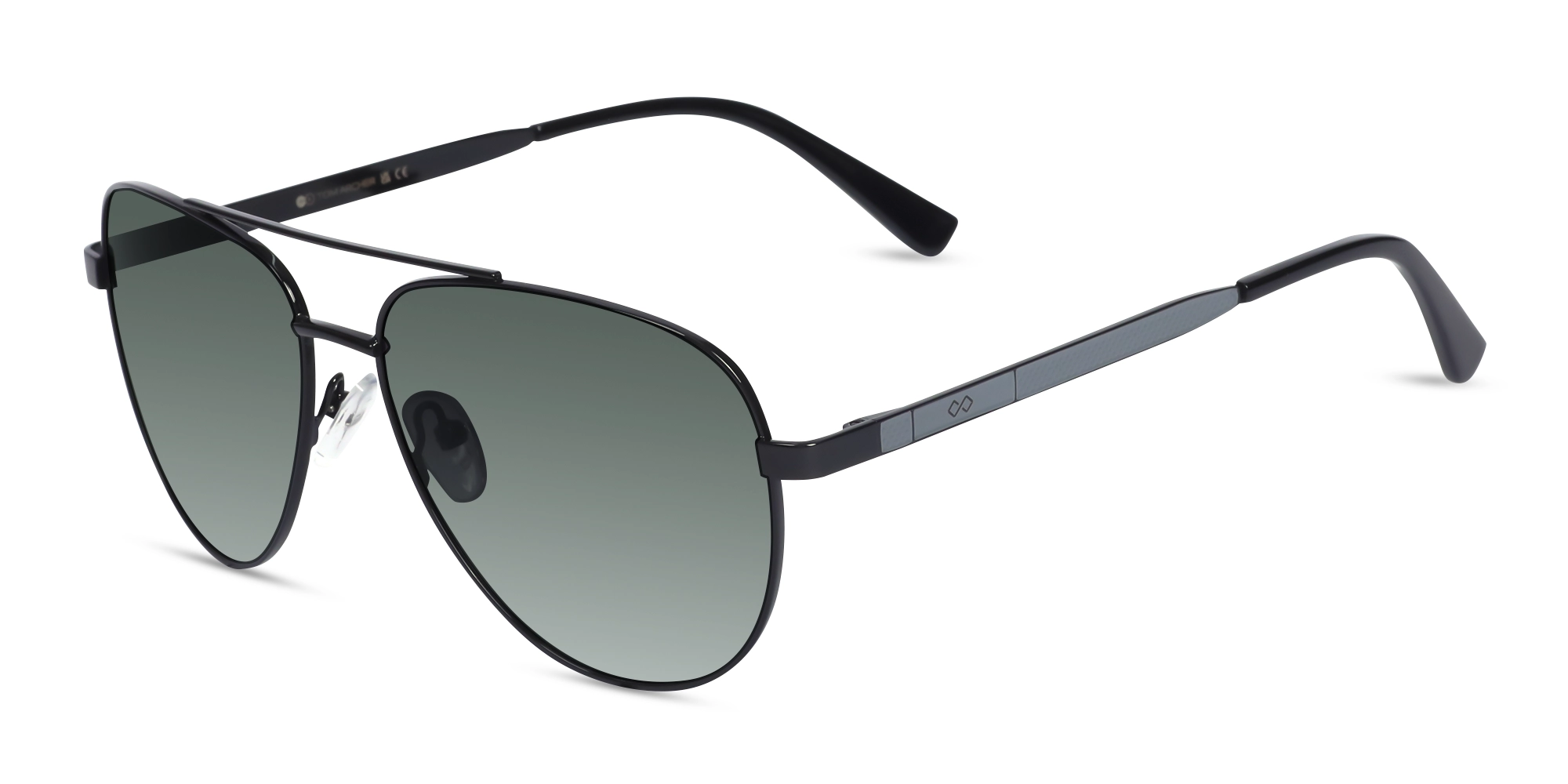 Black Double Bridge Metal Pilot Sunlasses 1