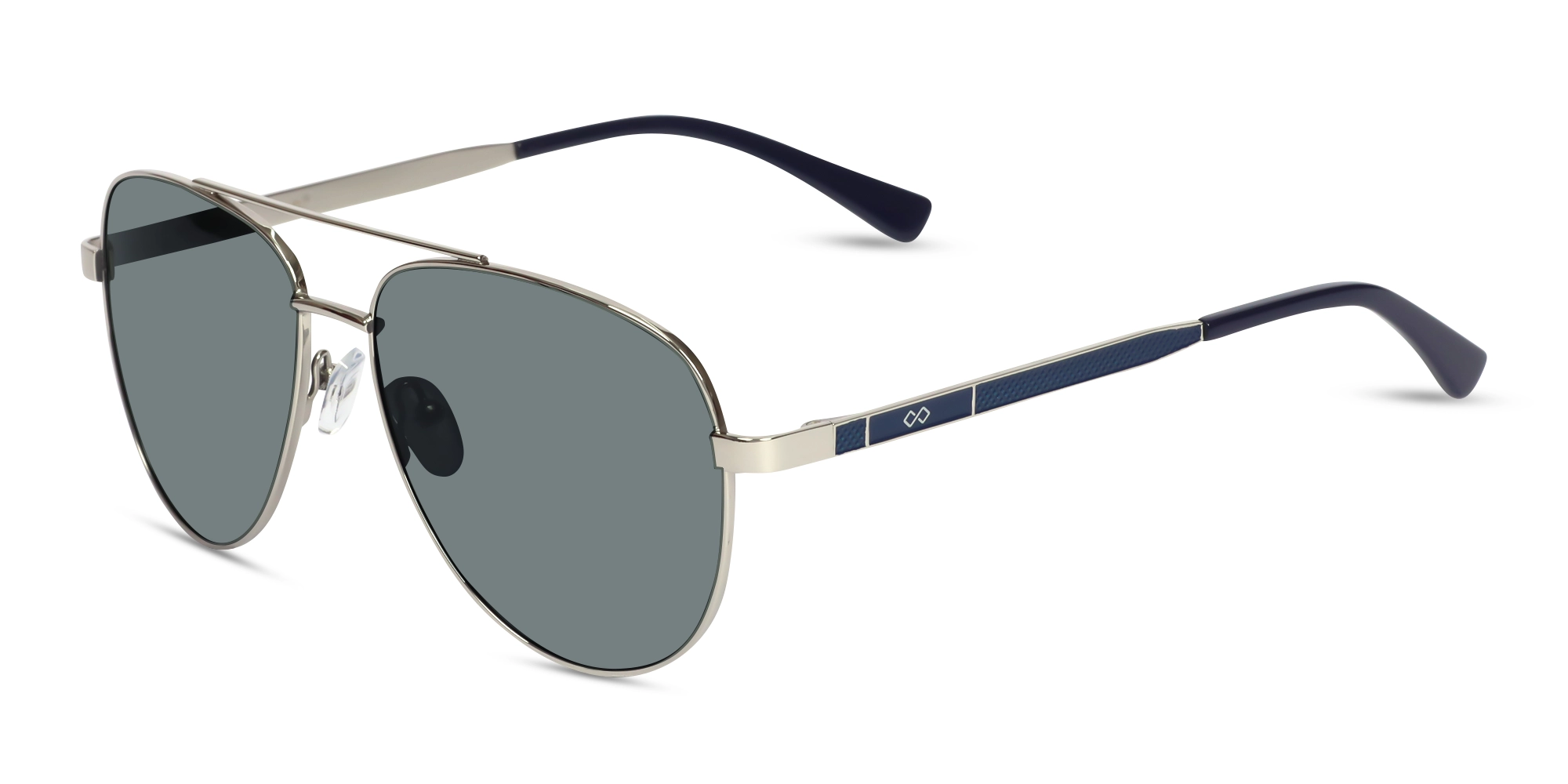 Silver Lightweight Double Bridge Metal Sunglasses 1