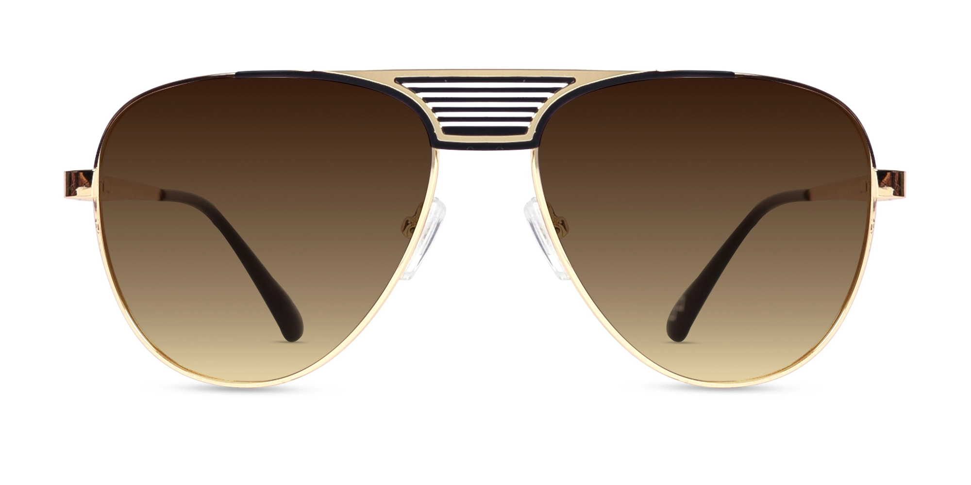 Gold Double Bridge Metal Full Rim Sunglasses 1