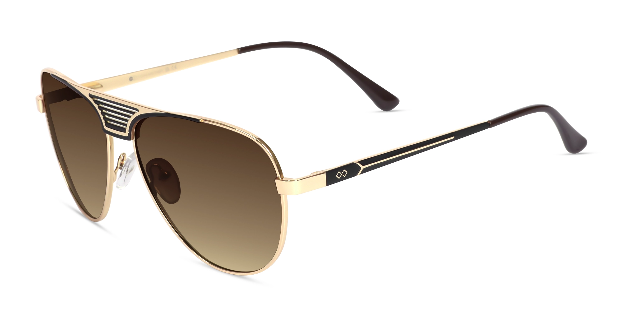 Gold Double Bridge Metal Full Rim Sunglasses 1