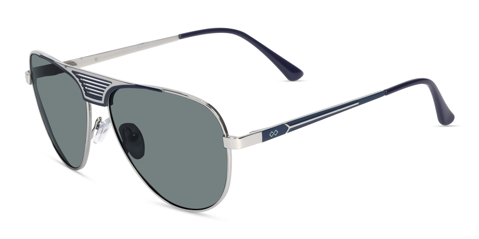 Silver Metal Double Bridge Full Rim Sunglasses 1