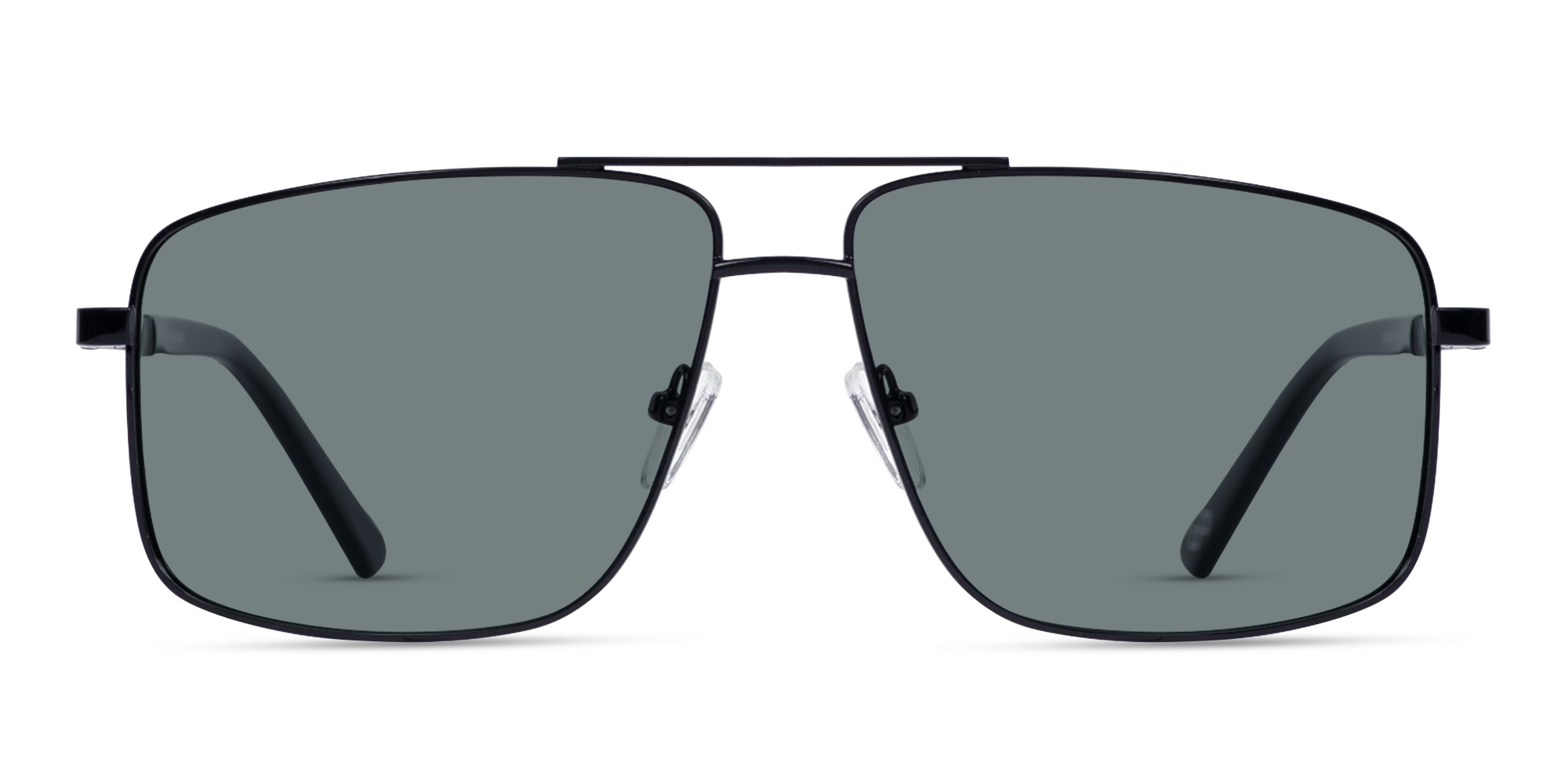 Square Black Pilot Double Bridge Sunglasses 1