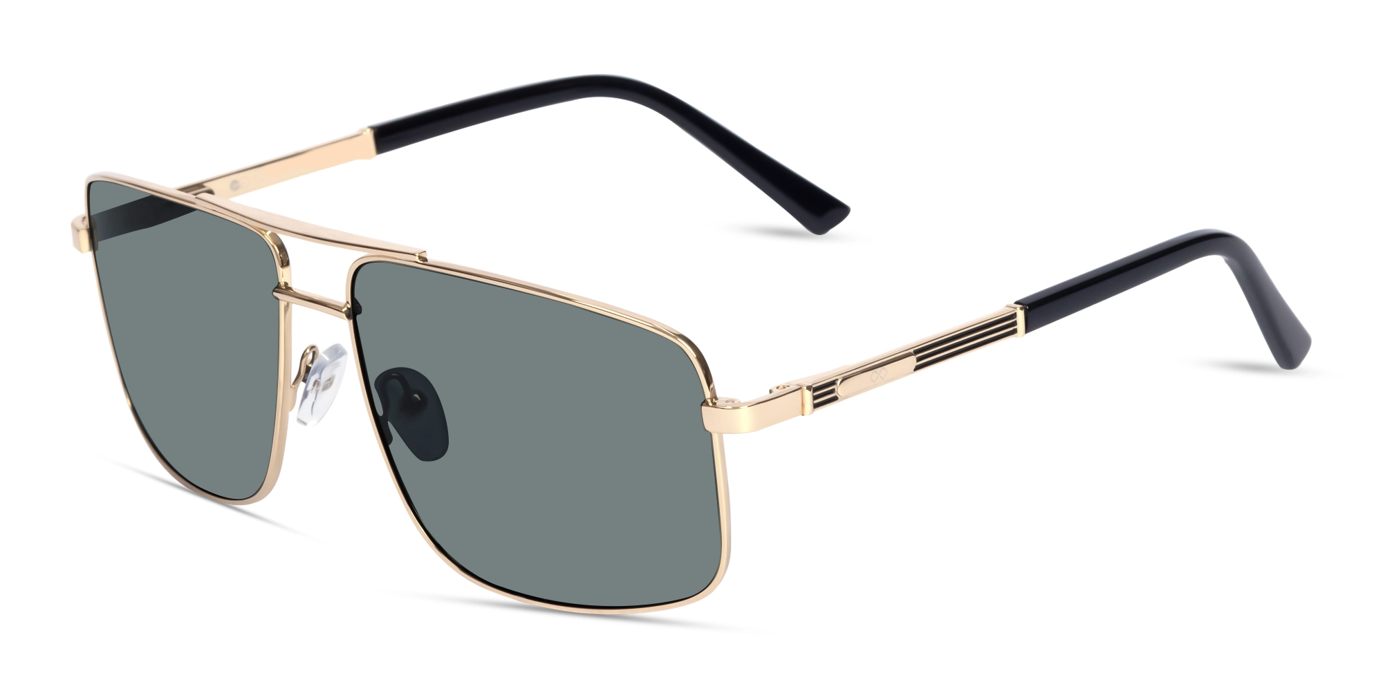 Gold Square Pilot Double Bridge Sunglasses 1