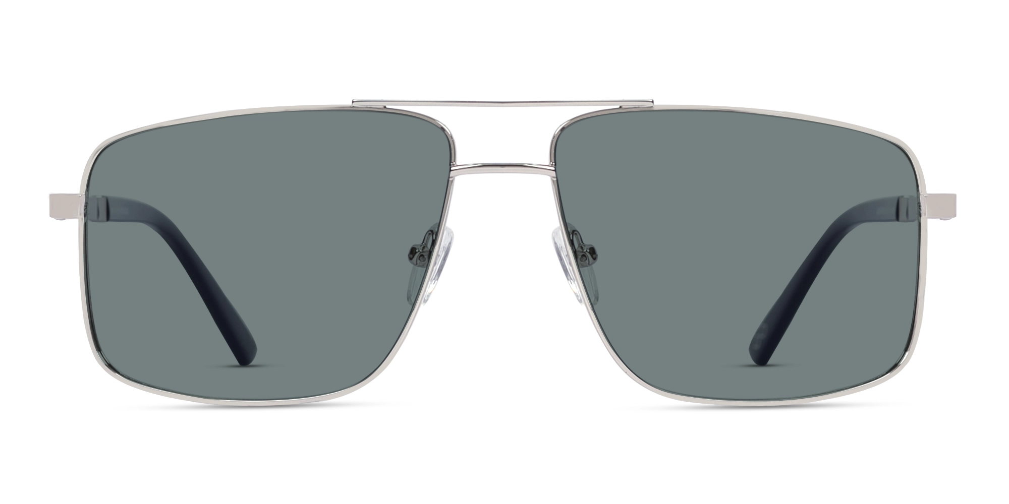 Silver Square Pilot Double Bridge Sunglasses 1