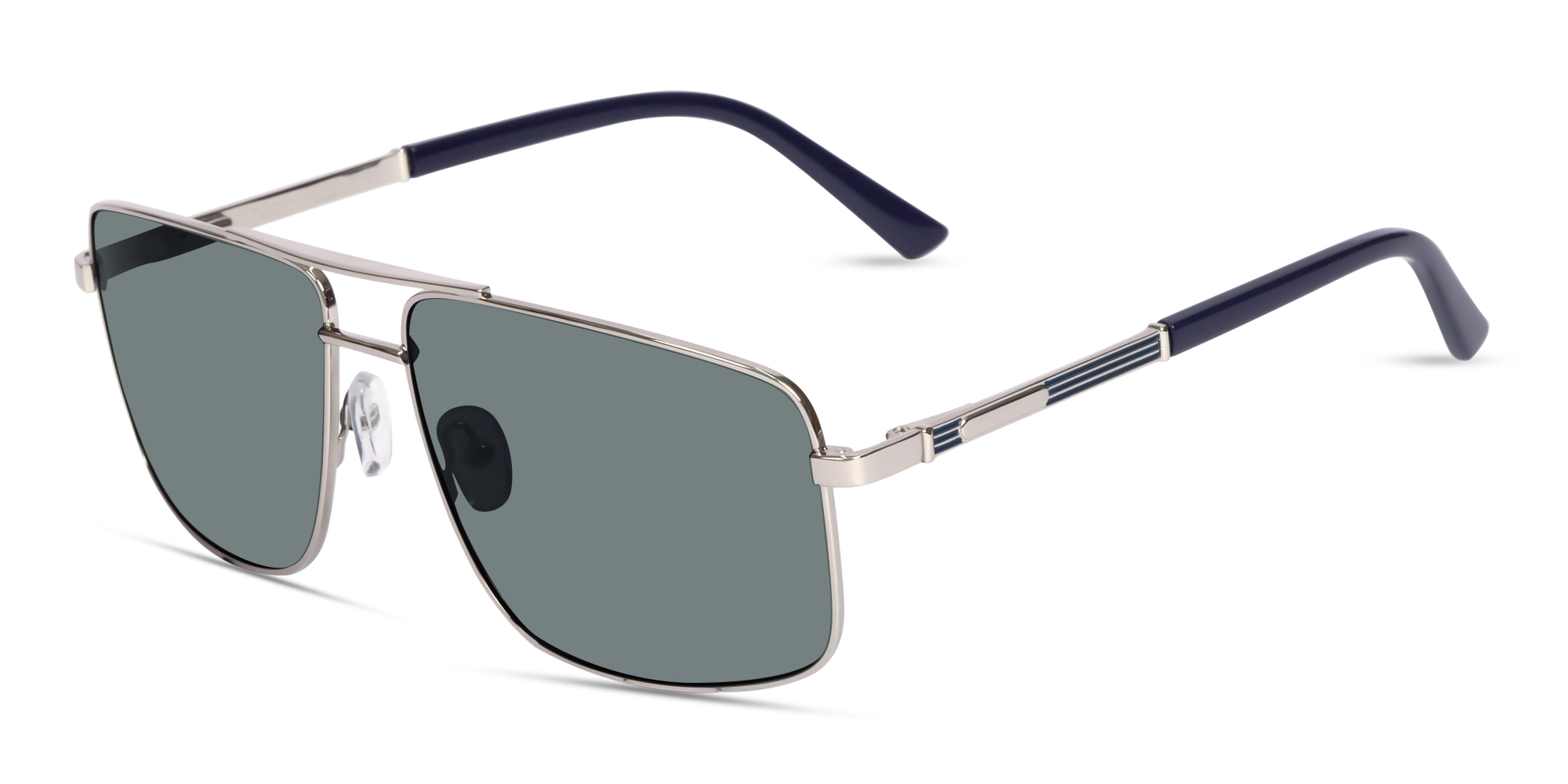 Silver Square Pilot Double Bridge Sunglasses 1