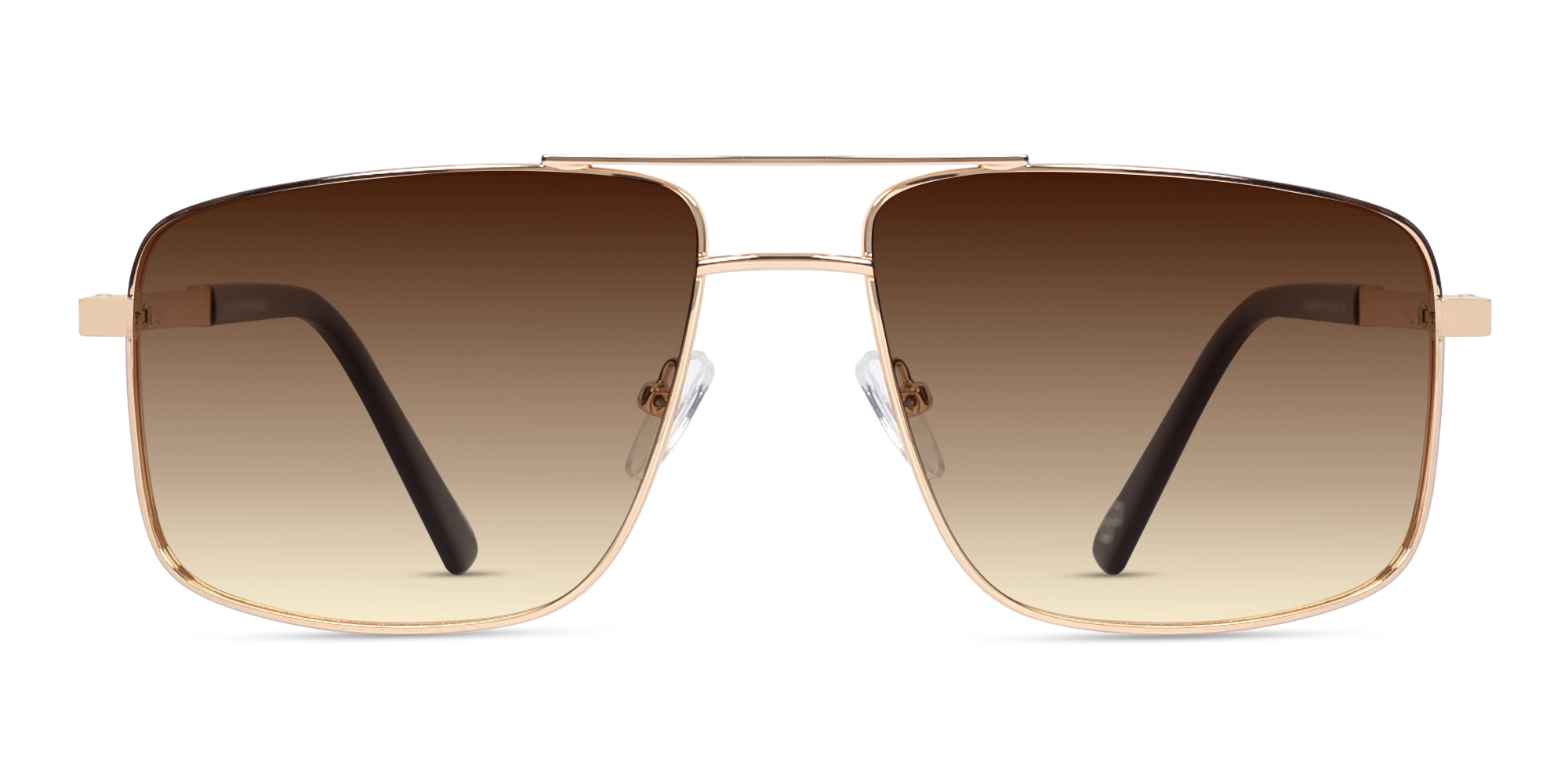 Champagne Gold Square Pilot Double Bridge Sunglasses 1