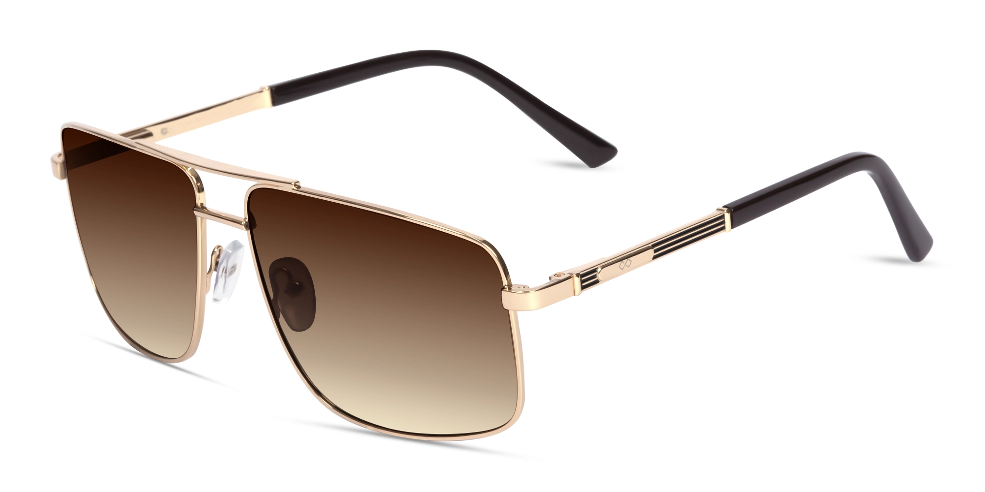 Champagne Gold Square Pilot Double Bridge Sunglasses 1