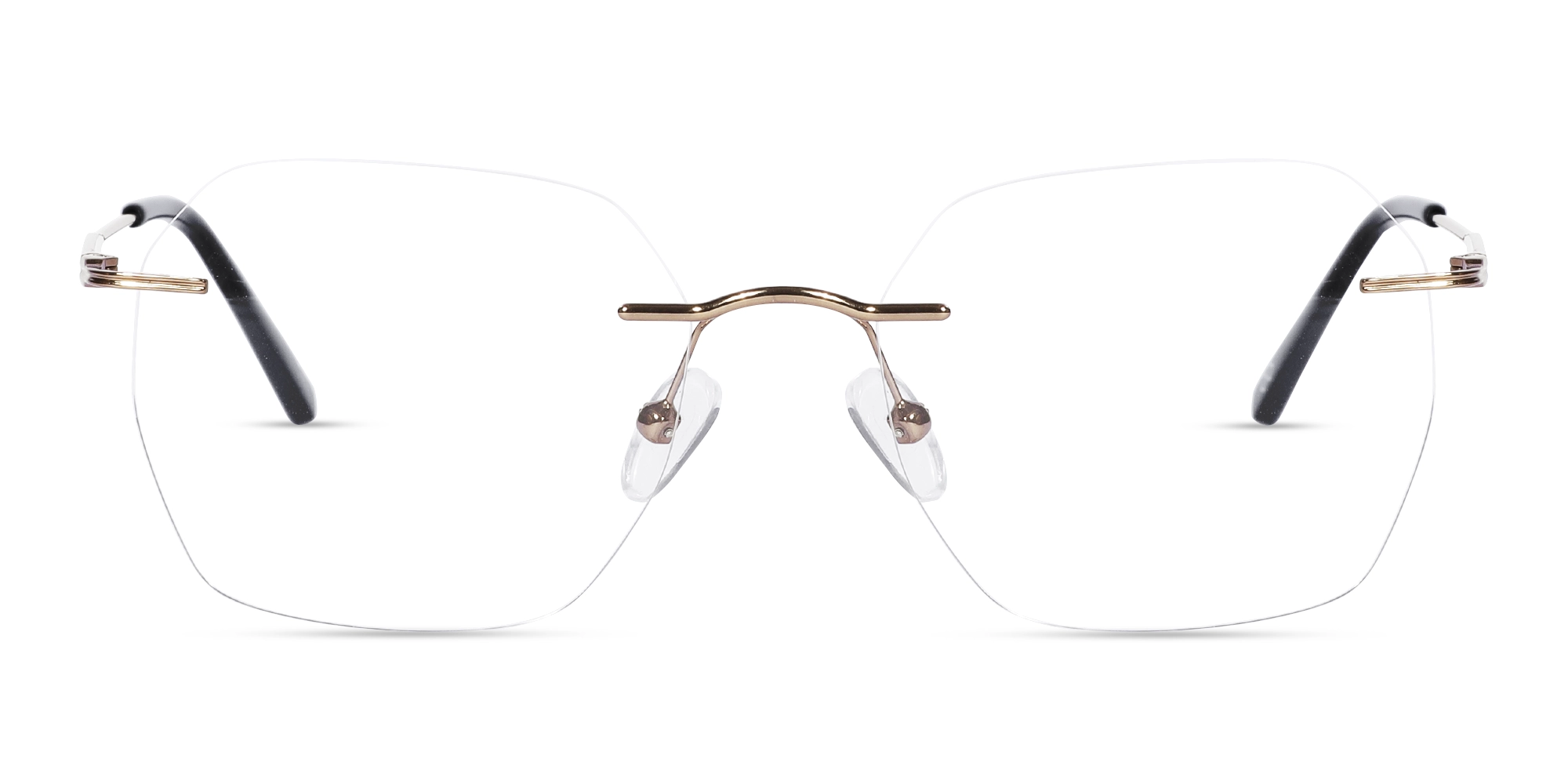 Golden Brown Geometric Rimless Eyeglasses 1