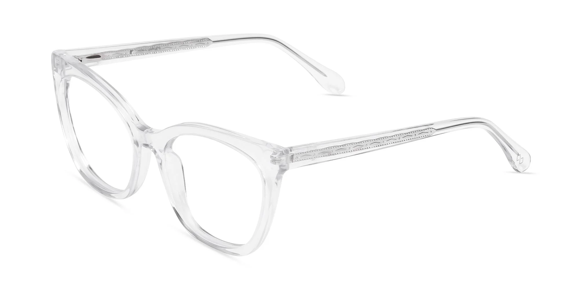 Crystal Clear Cat Eye Two Tone Glasses