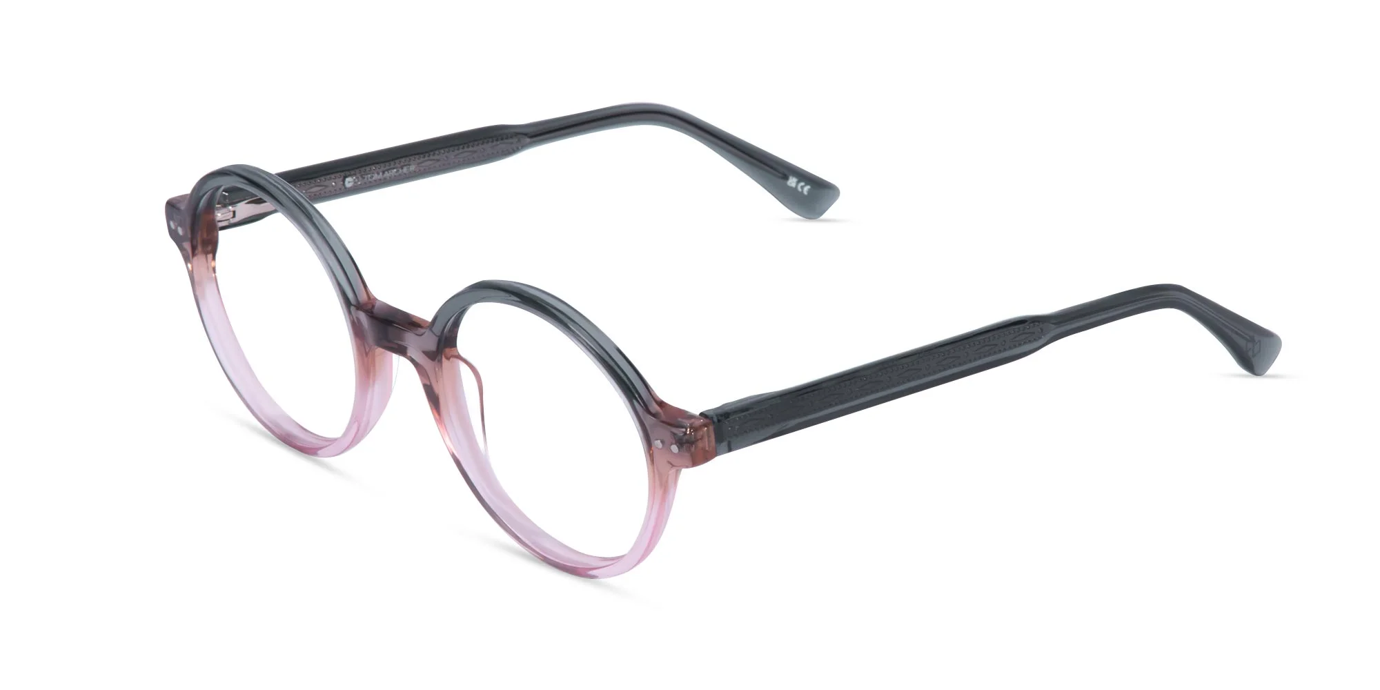 Crystal Black And blush pink Round Glasses-1