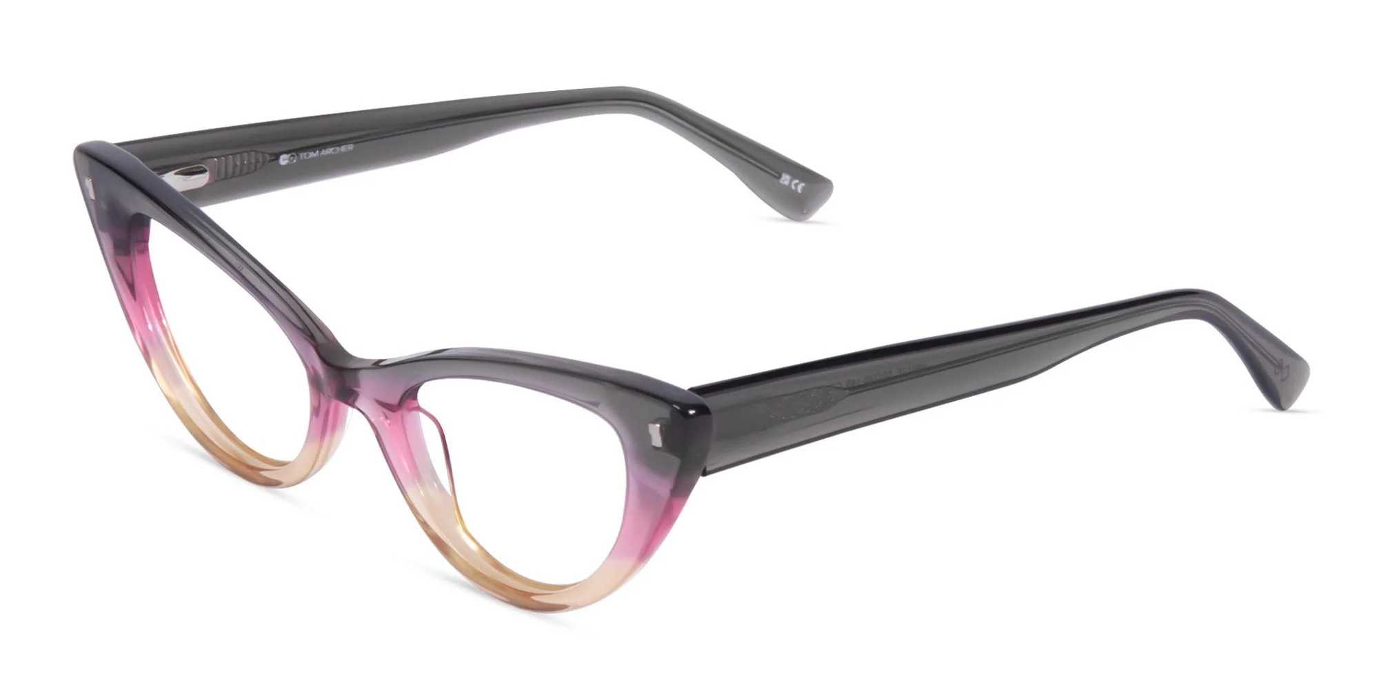 Crystal Grey Gold Cat Eye Glasses