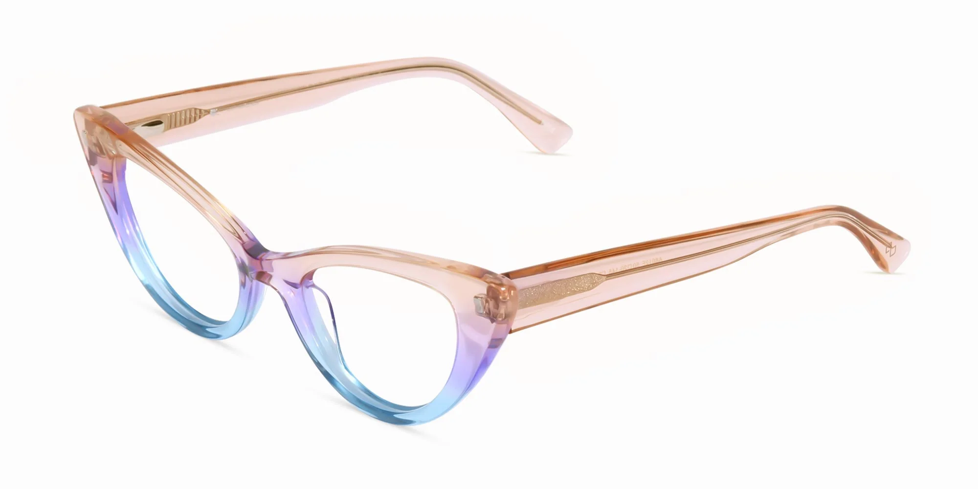 Crystal Blue Rose Gold Cat Eye Glasses