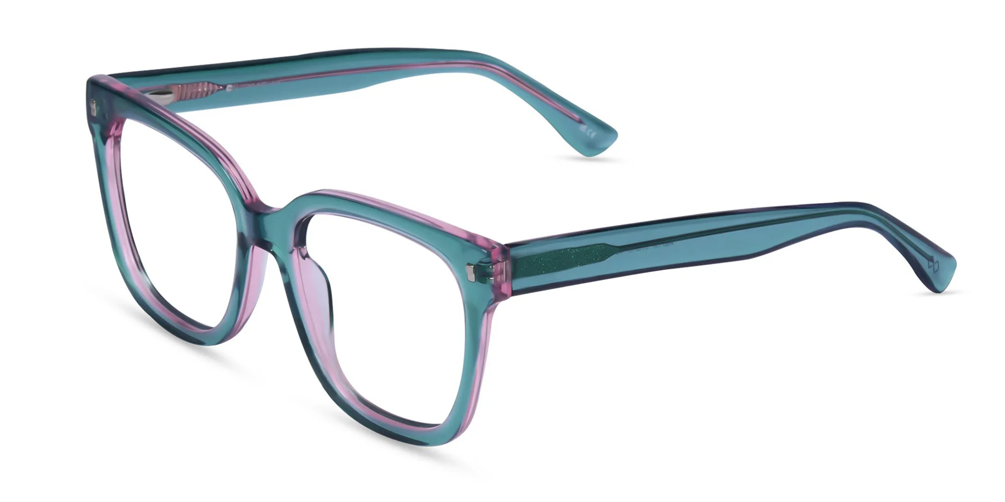 Crystal Teal Green Square Full Rim Glasses-1