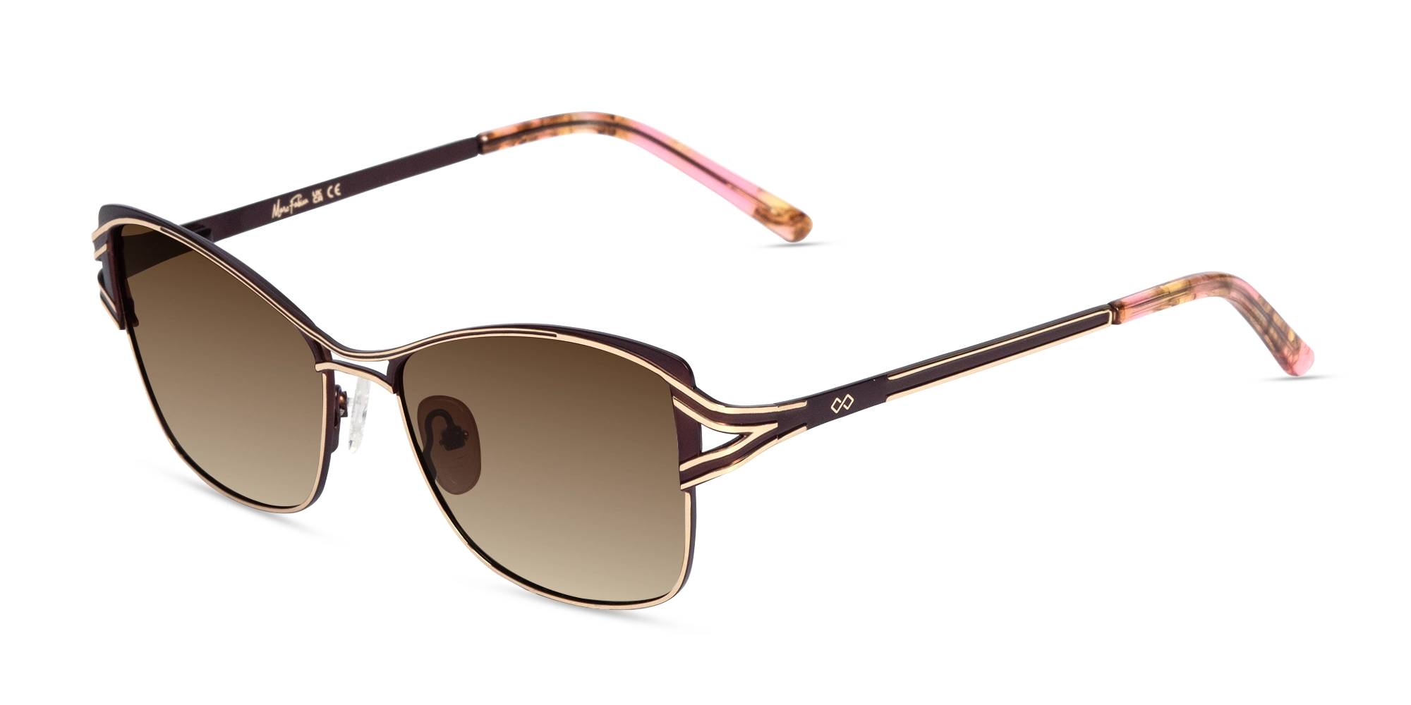 Champagne Gold & Brown Butterfly Sunglasses | Specscart-1