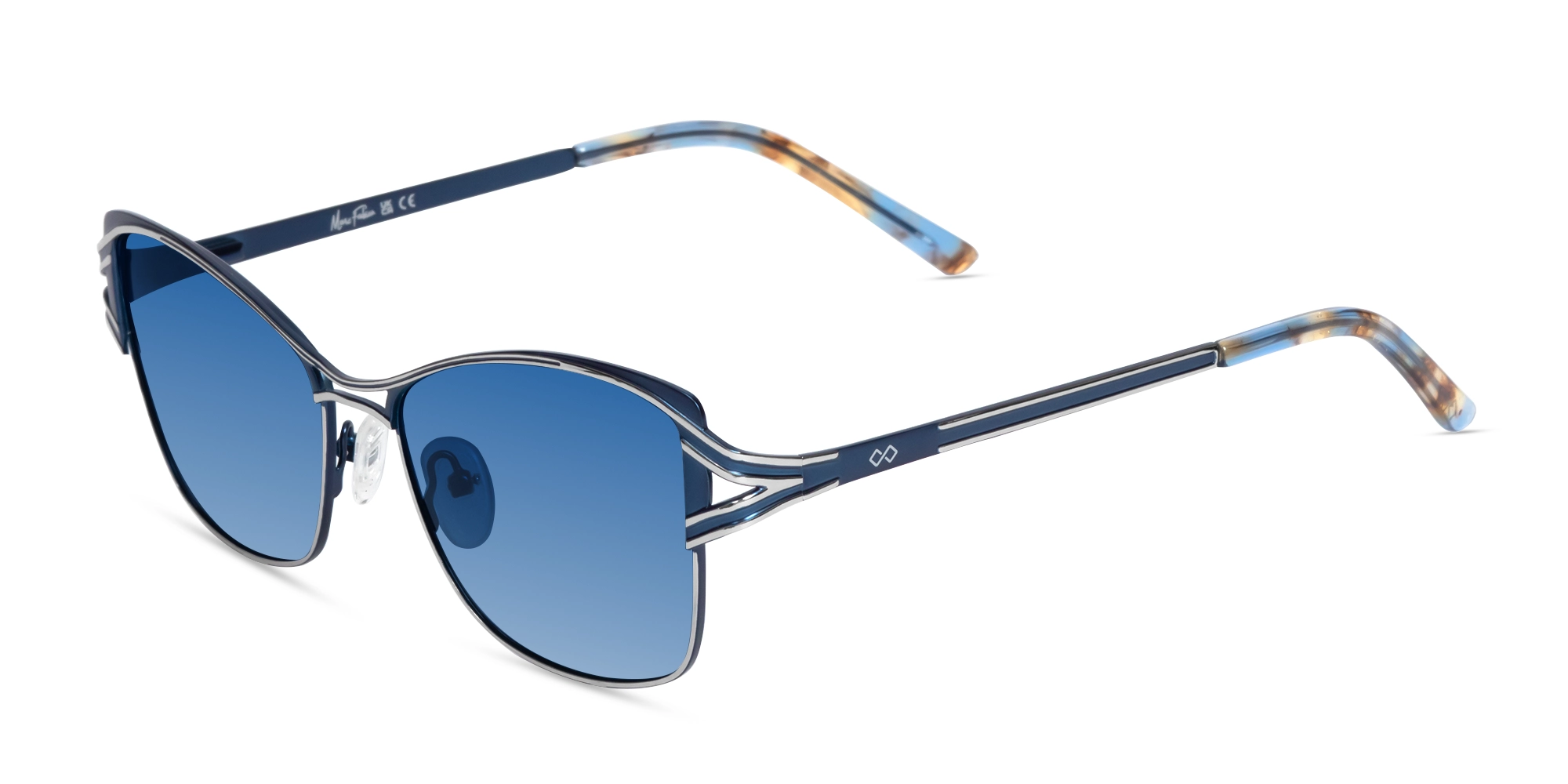 Silver & Blue Butterfly Sunglasses | Specscart-1