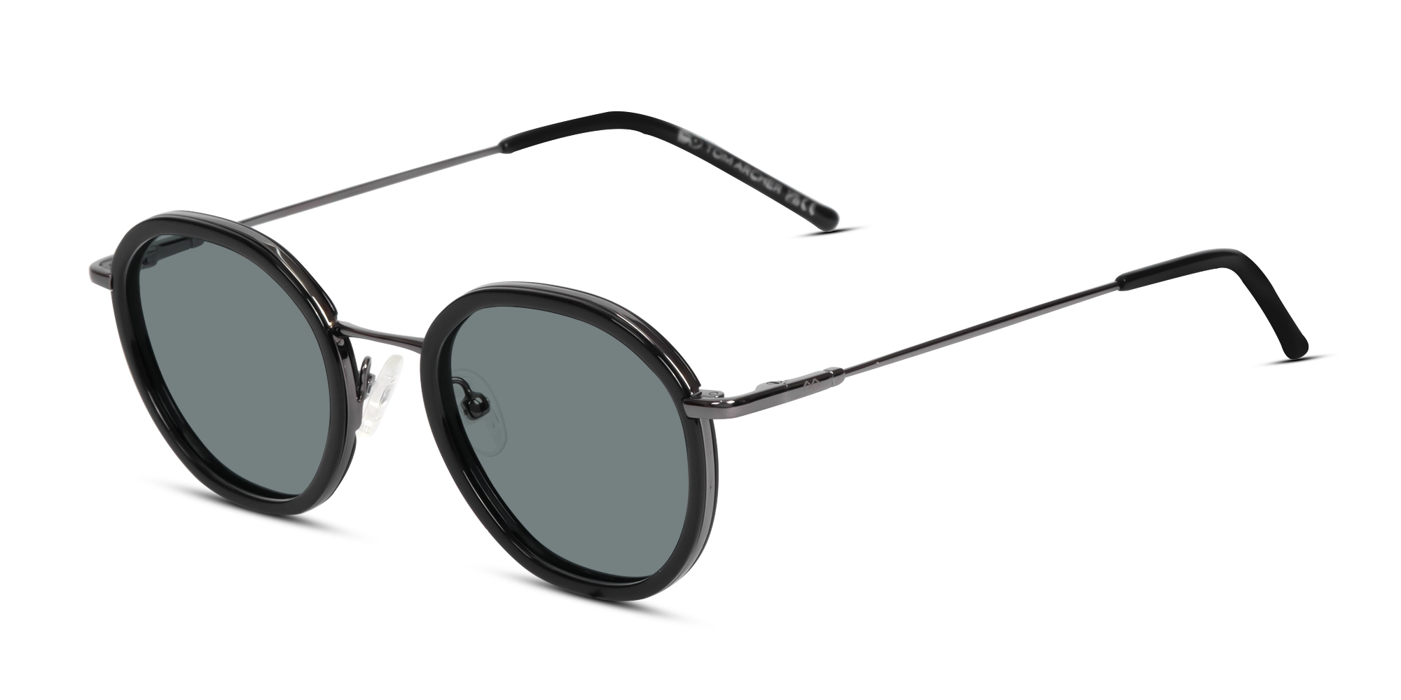 Black & Gunmetal Round Sunglasses | Specscart-1