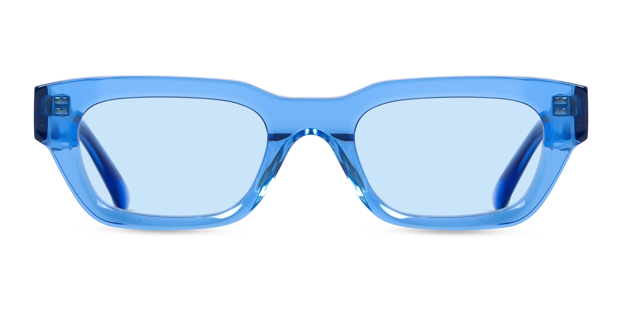 Crystal Azure Blue Acetate Full Rim Rectangle Sunglasses