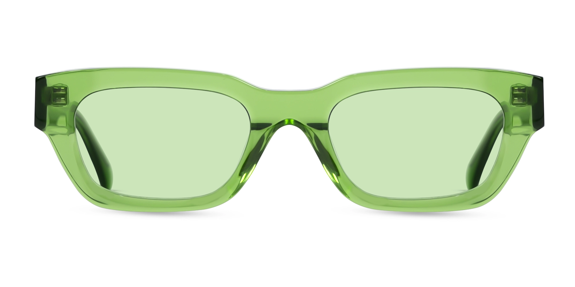 Crystal Moss Green Full Rim Rectangle Sunglasses