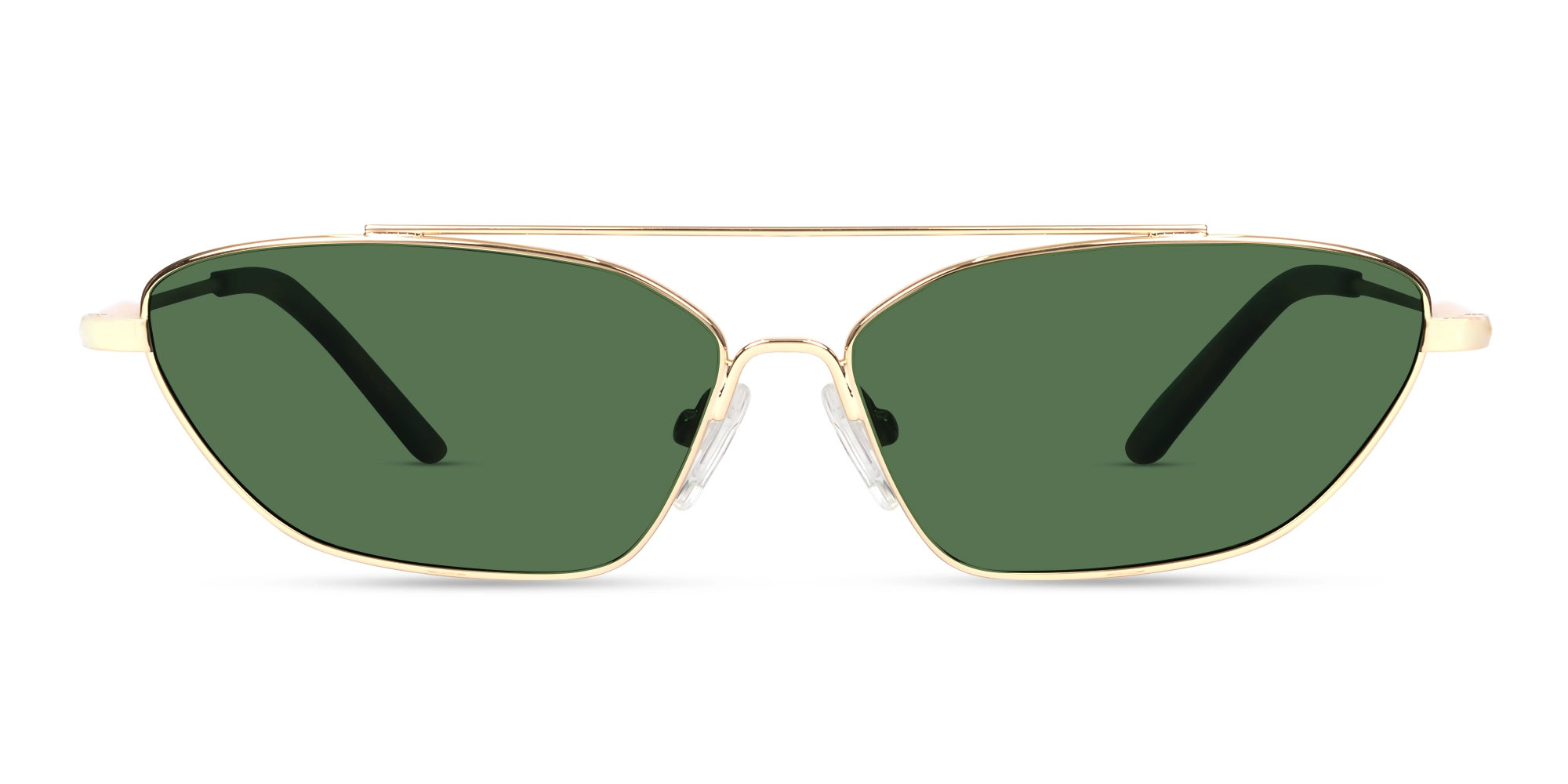 Matte Polished Gold Oval Metal Sunglasses 1