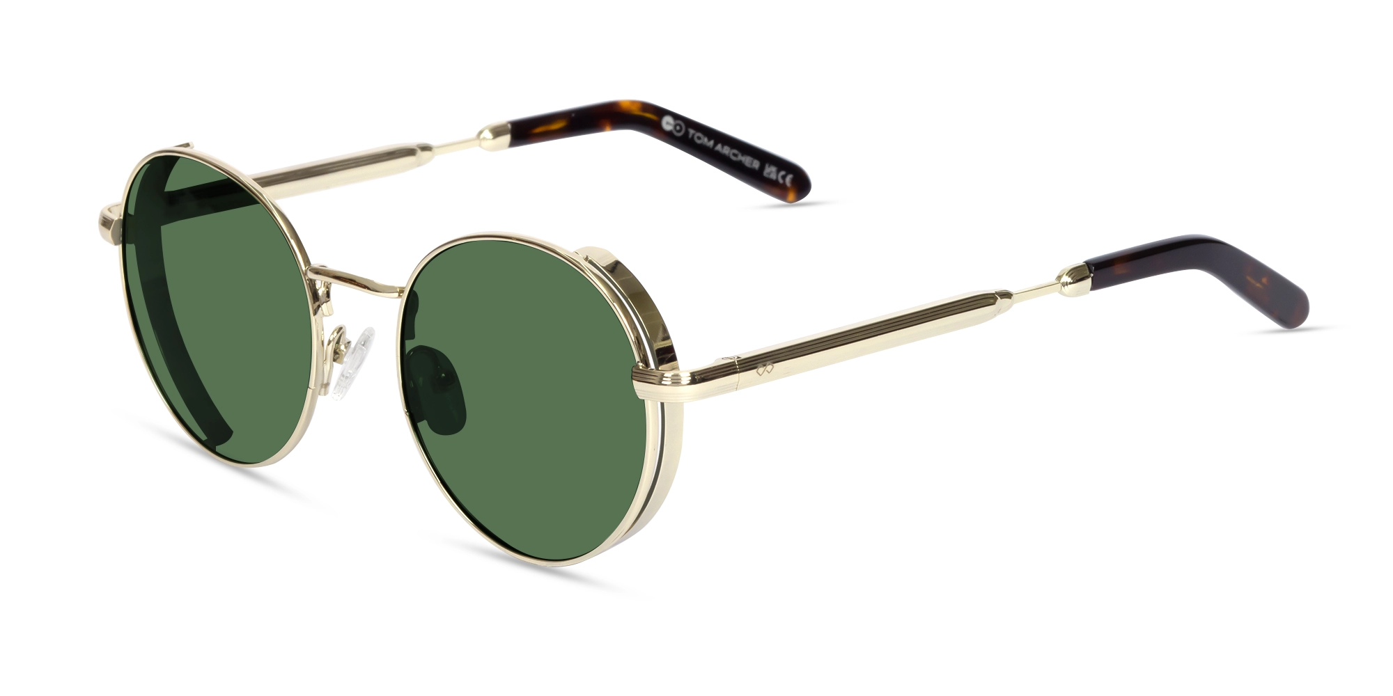 Champagne Gold Round Metal Sunglasses | Specscart-1